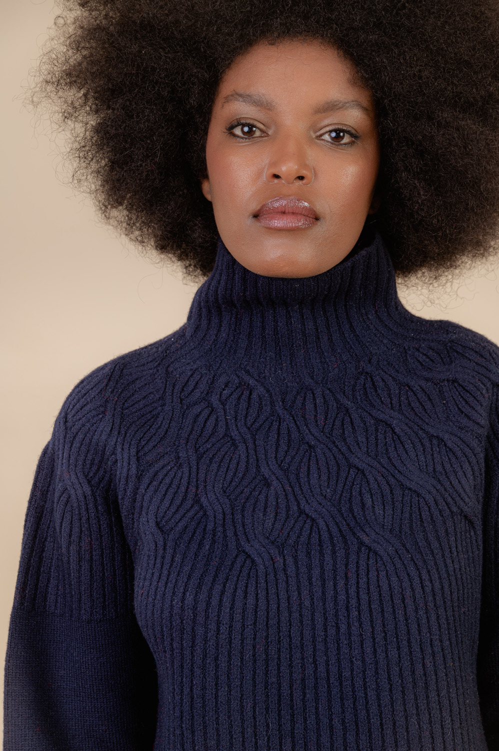high neck sweater in felted merino
