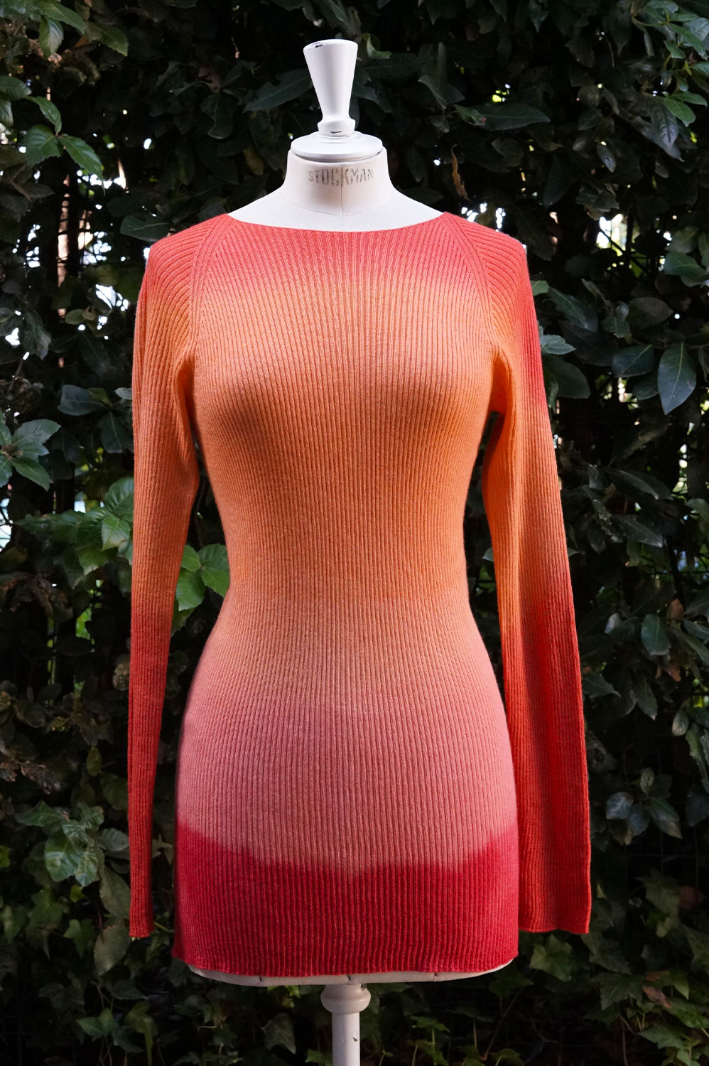 squared neck sweater in wool and cashmere