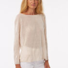 boat neck long sleeve t-shirt in wrinkled viscose a
