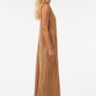 long sleeveless dress in wrinkled viscose