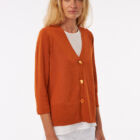 V neck cardigan in 90% cotton and 10% polyamide