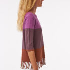 crew neck sweater with fringes at bottom