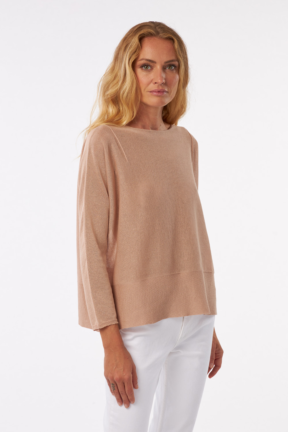 boat neck sweater in 90% cotton and 10% poly