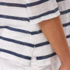 crewneck striped t-shirt in light linen, sleeves at elbow