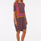 oversized crew neck dress with intarsio in contrasted colours