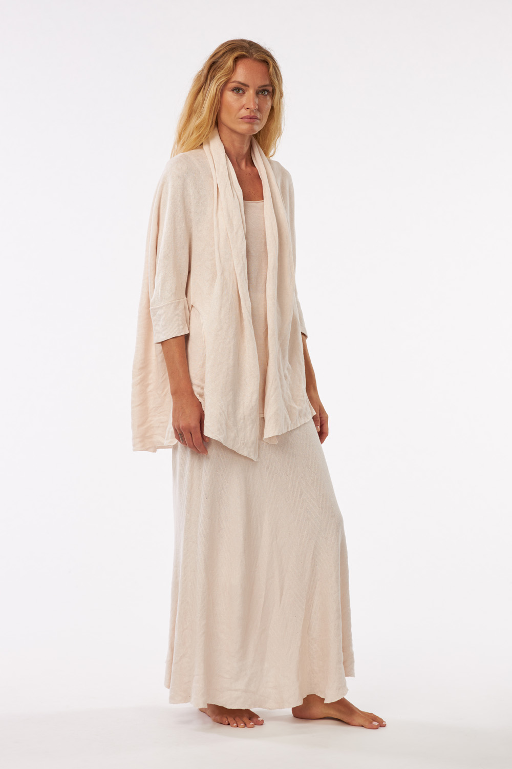 wide caban without buttons in wrinkled viscose