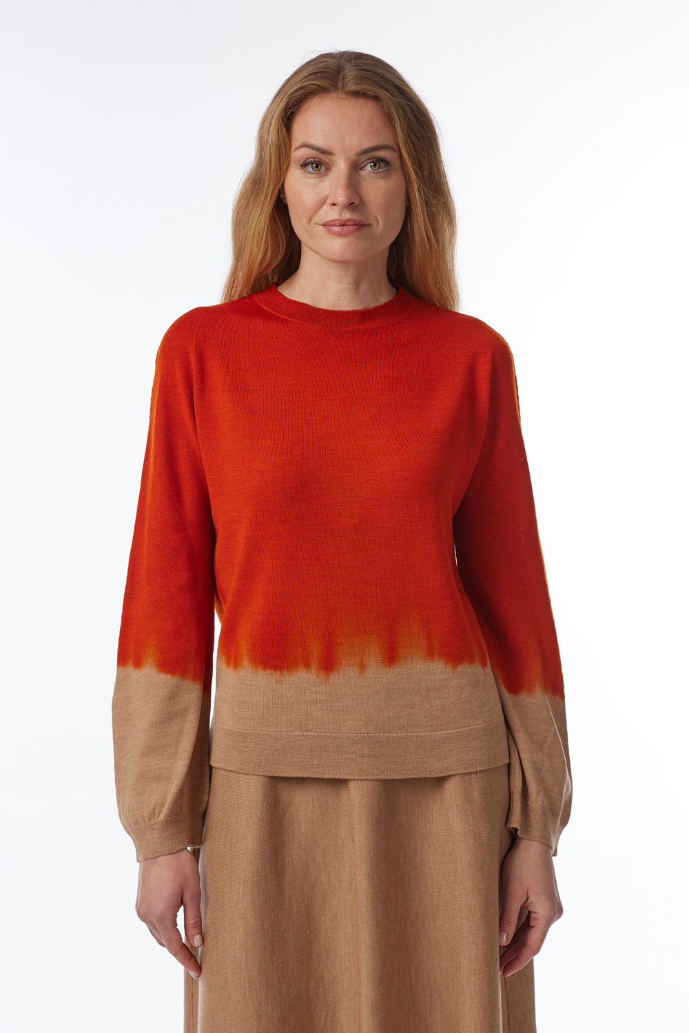 crew neck sweater in Extrafine Merino with garment-dyed technique