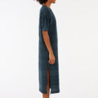 Long crew neck dress in 100% cotton