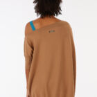 Asymmetrical one-shoulder sweater, contrasting color shoulder pad