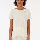 Pleated viscose and polyester T-shirt