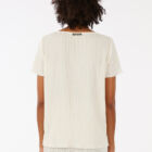 Pleated viscose and polyester T-shirt