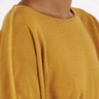 Crew neck sweater in 100% cotton, dropped sleeves down to the elbow