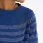 boat neck seamless striped sweater in mix shiny viscose and cotton