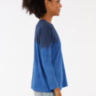 Oversized boat neck T-shirt in microfibre jersey dropped long sleeves