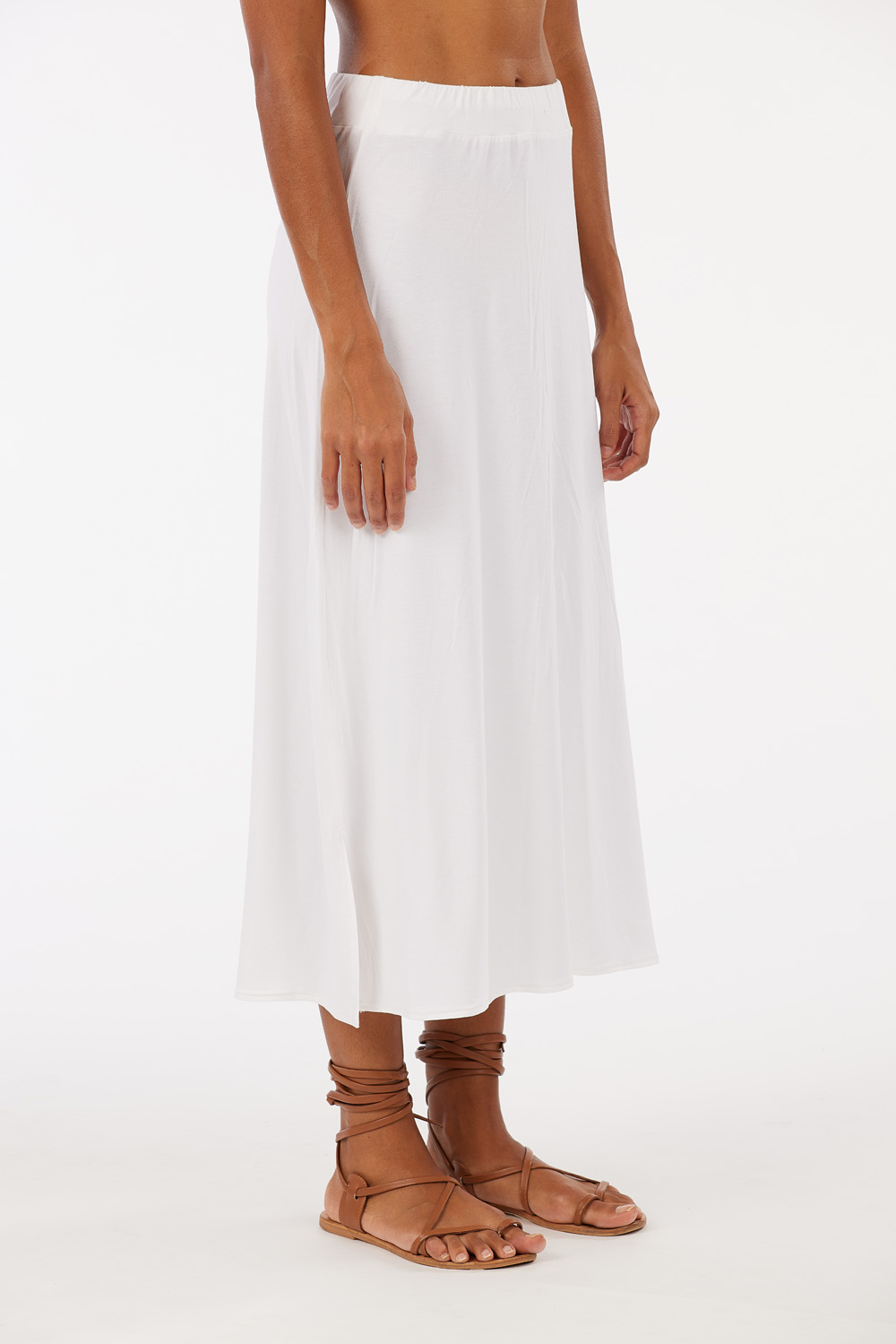 long slightly flared skirt in microfibre jersey